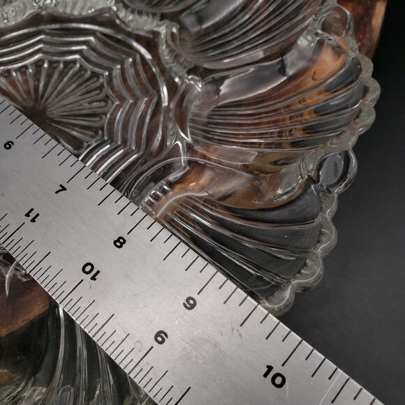 Anchor Hocking Wave Fan Clear Glass Egg Tray & Matching Relish Tray Set 9.5" - Picture 6 of 8